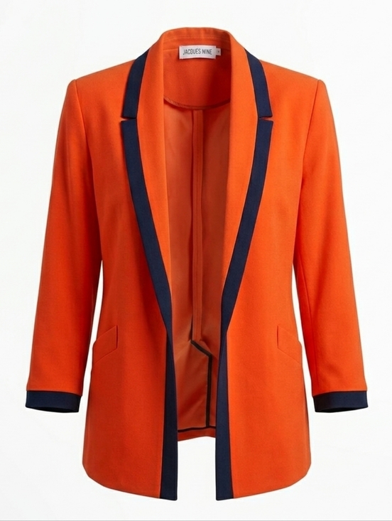 Jacques Vert Jackets & Blazers - Vintage Jacque Vert Open Front Wool Blend Vibrant Orange Women's Blazer Size 10